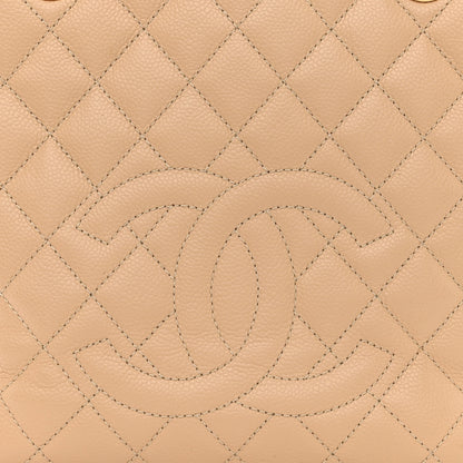 Chanel Caviar Quilted Petit Shopping Tote PST Beige Clair 9 of 13