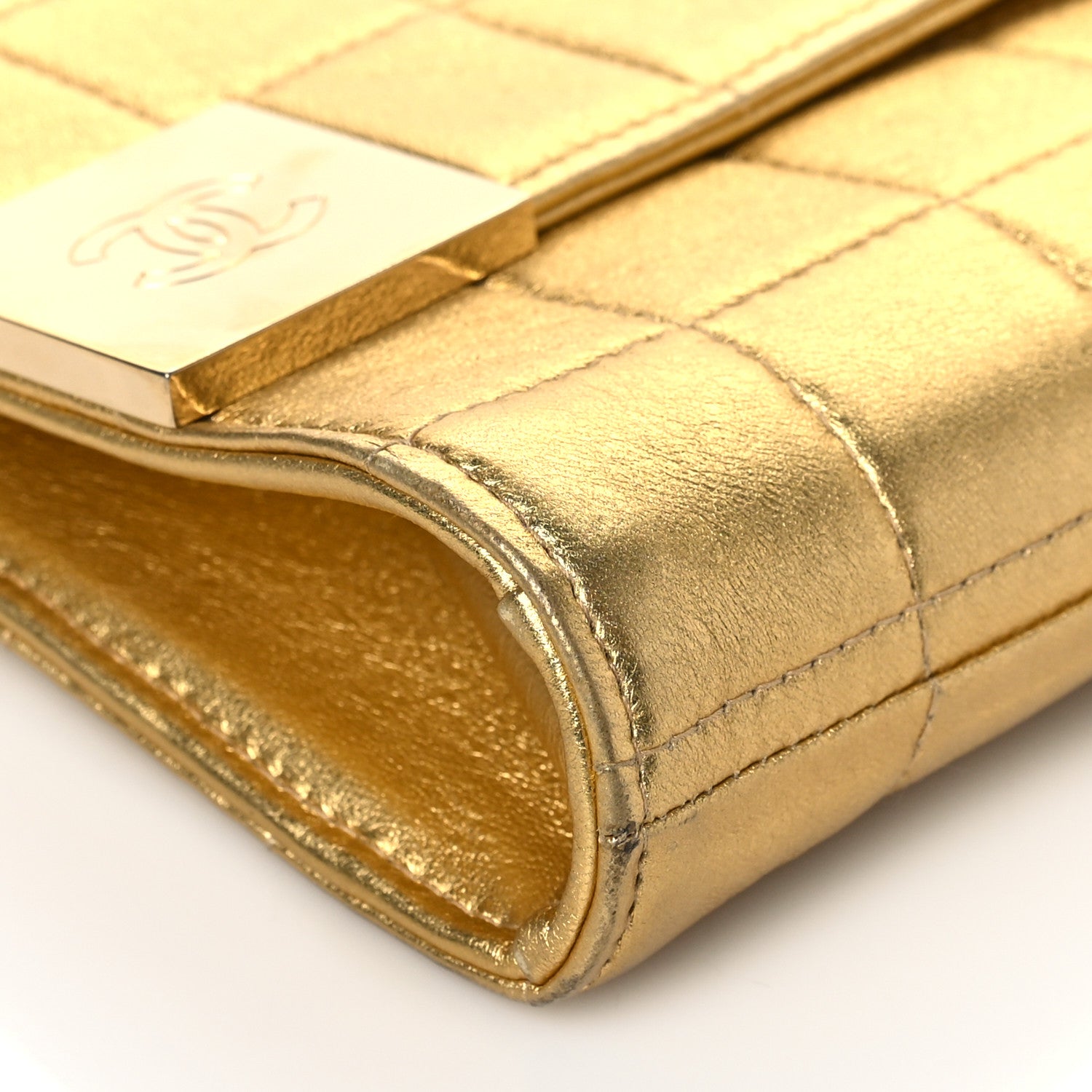 Chanel Metallic Lambskin Chocolate Bar Flap Gold 9 of 10