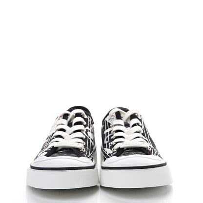 Chanel Printed Fabric Low Top Logo Sneakers 35.5 White Black 2 of 7