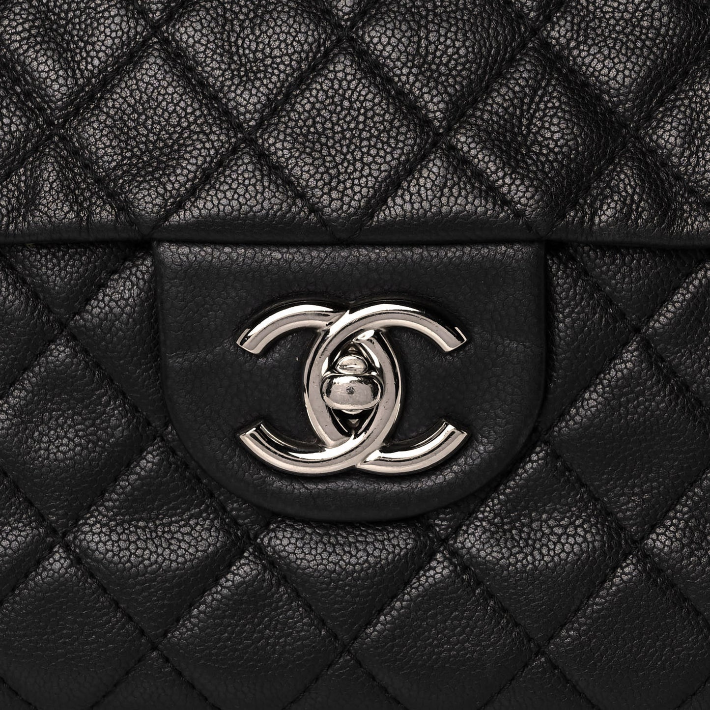 Washed Caviar Quilted Maxi Single Flap Black