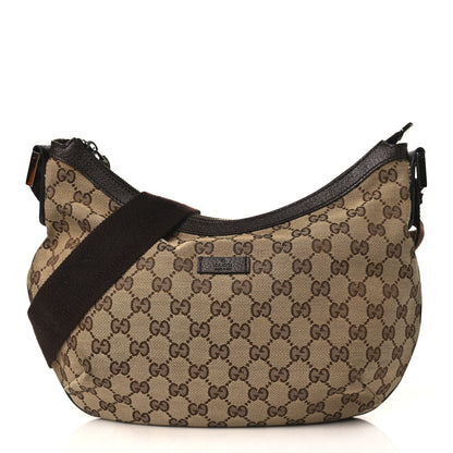 Gucci Monogram Medium Half Moon Hobo Dark Brown 1 of 9