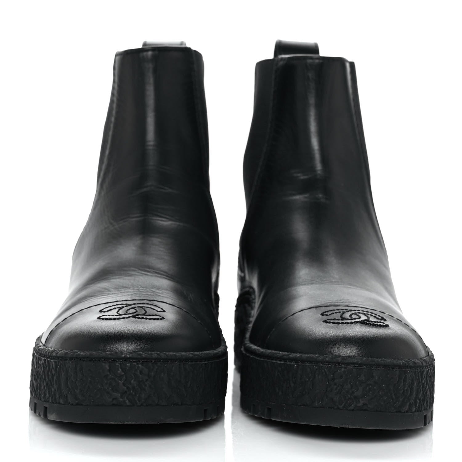 Chanel Calfskin Cap Toe CC Ankle Boots 37 Black 2 of 9