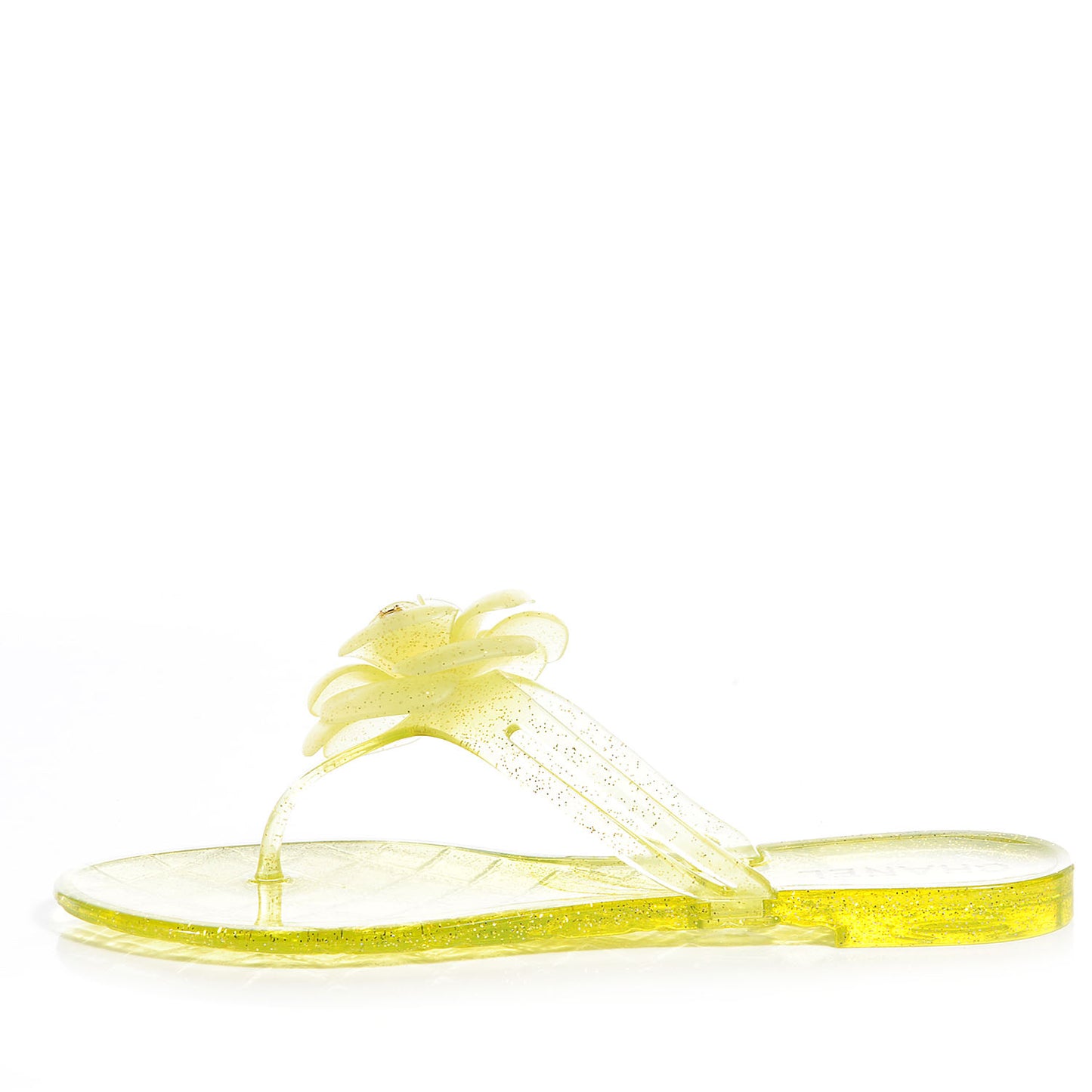 Jelly Camellia Glitter Thong Sandals 38 Yellow