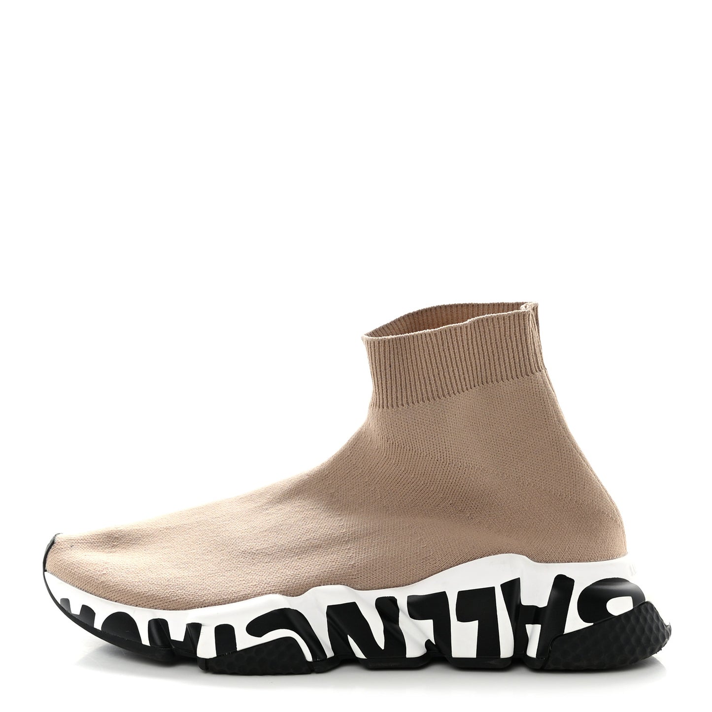 Neoprene Knit Womens Speed Graffiti Sneakers 38 Beige White Black