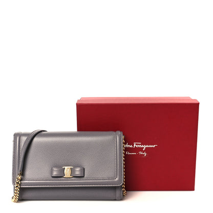 Salvatore Ferragamo Pebble Calfskin Mini Vara Bow Crossbody Bag Urban Grey 10 of 10