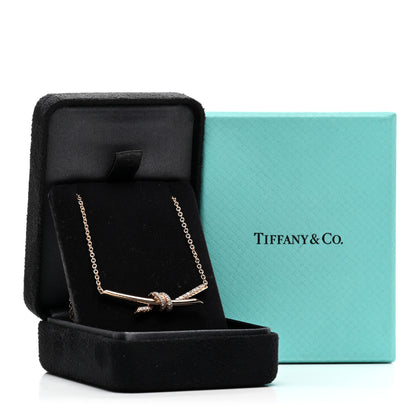 Tiffany 18K Rose Gold Diamond Knot Necklace 5 of 5
