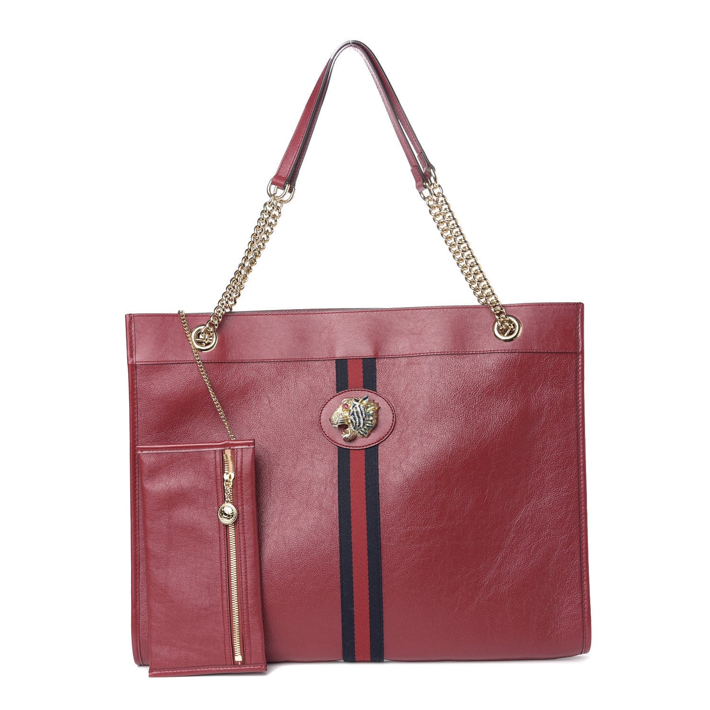 Calfskin Large Rajah Chain Tote Romantic Cherry