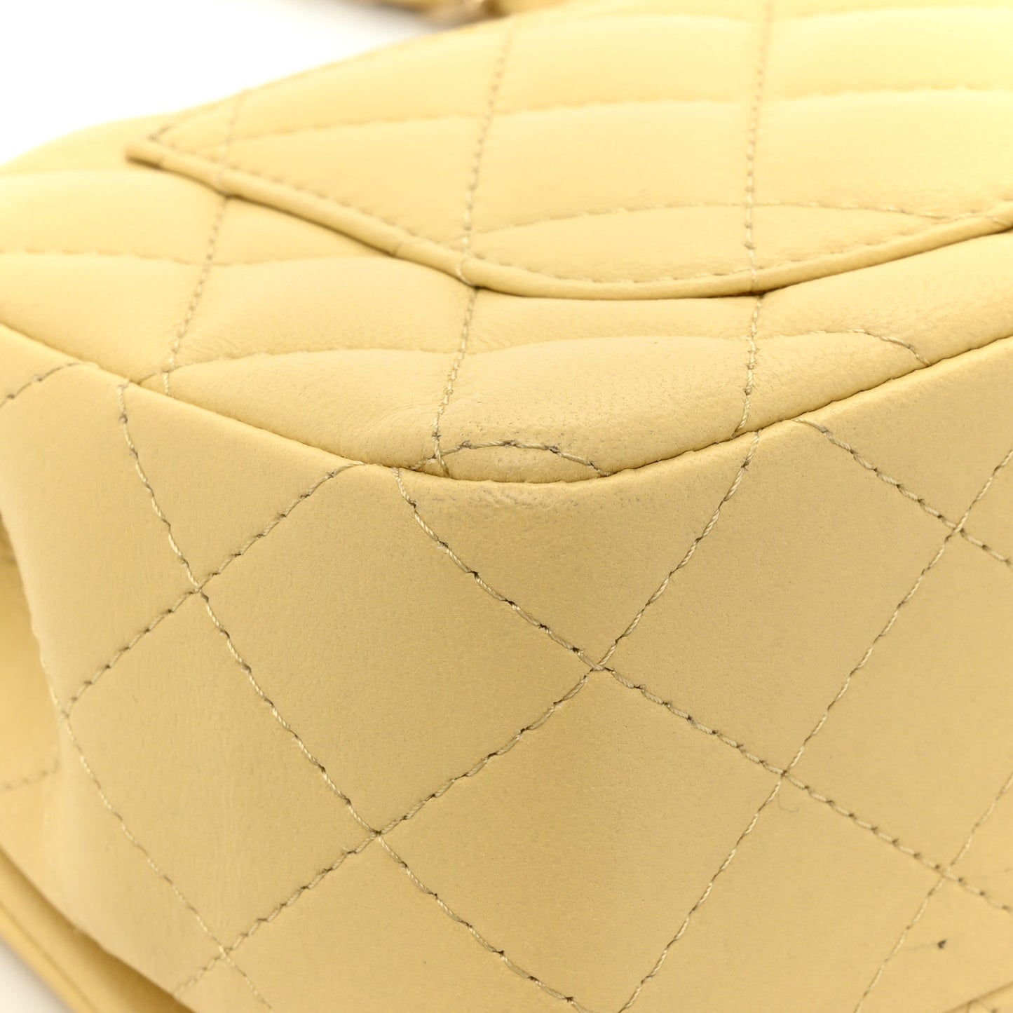 Lambskin Quilted Mini Rectangular Flap Yellow