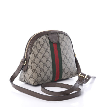 Gucci GG Supreme Monogram Textured Dollar Calfskin Web Small Ophidia Dome Shoulder Bag Beige Ebony New Acero 3 of 9