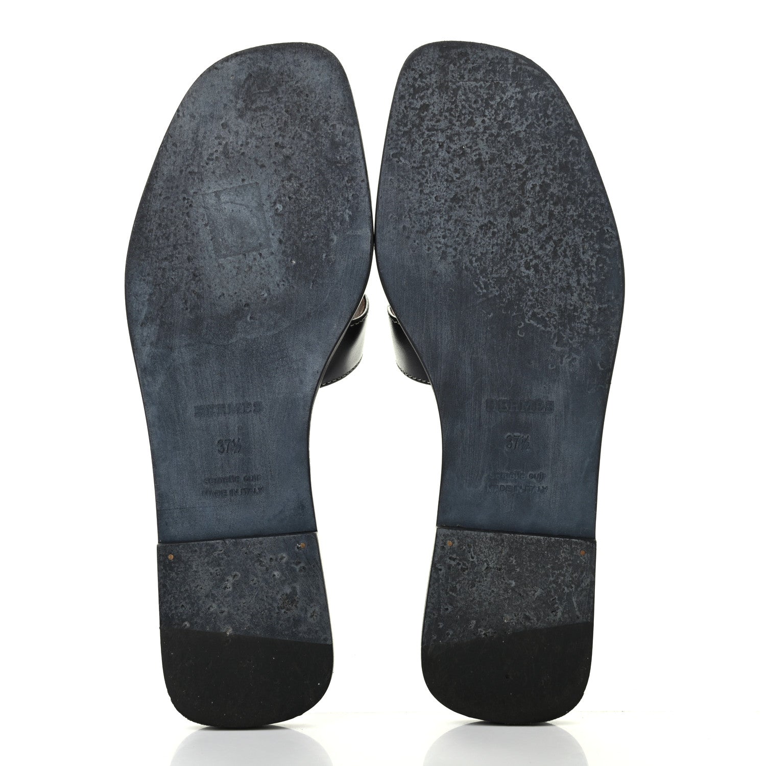 Hermes Box Calfskin Oran Sandals 37.5 Black 5 of 8