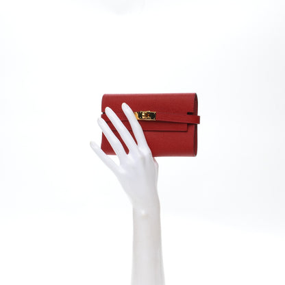 Hermes Epsom Kelly Medium Wallet Rouge Casaque 2 of 13
