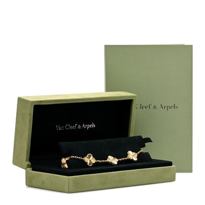 Van Cleef & Arpels 18K Yellow Gold 5 Motifs Guilloche Vintage Alhambra Bracelet 5 of 5