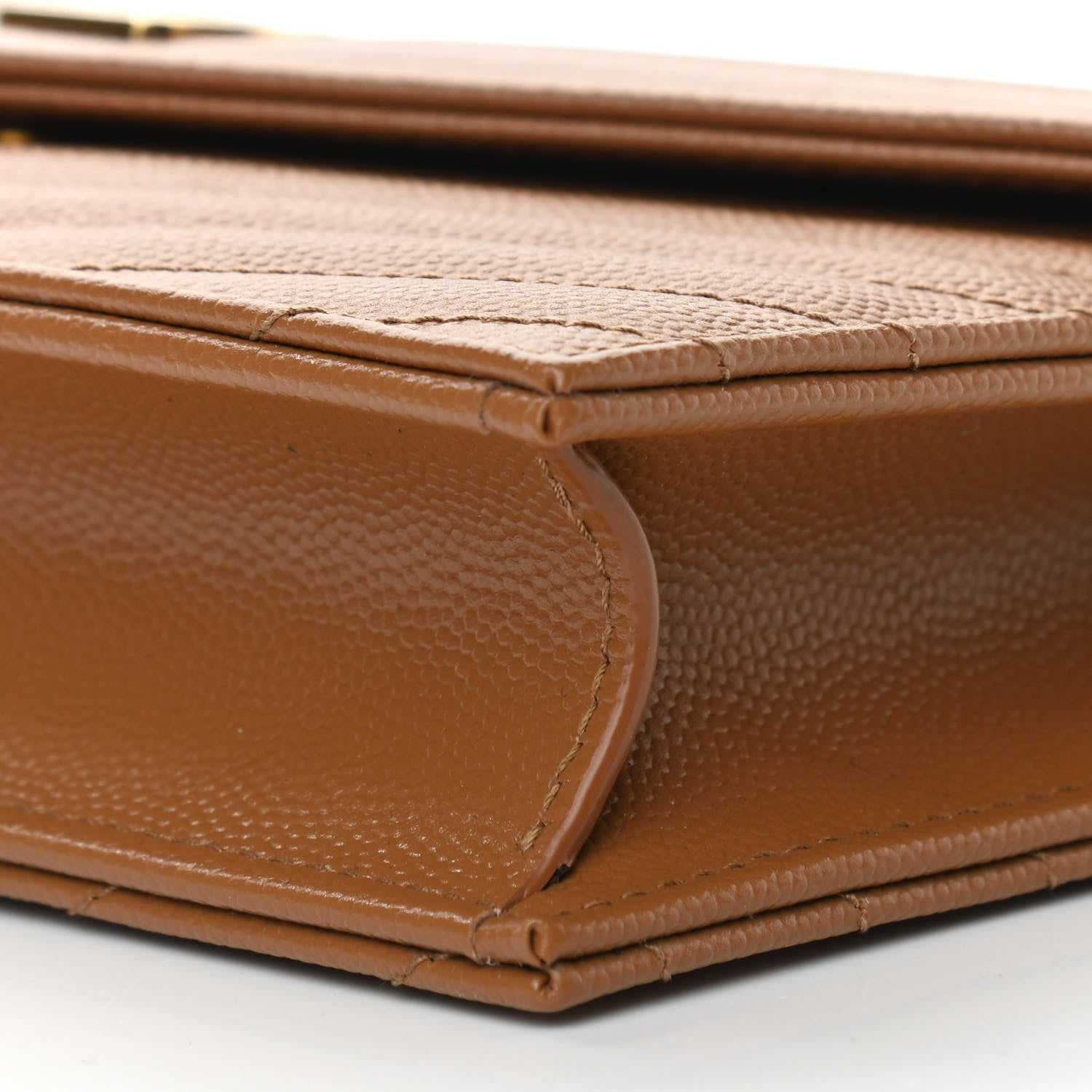 Saint Laurent Grain De Poudre Matelasse Chevron Monogram Envelope Chain Wallet Natural Dark 9 of 10