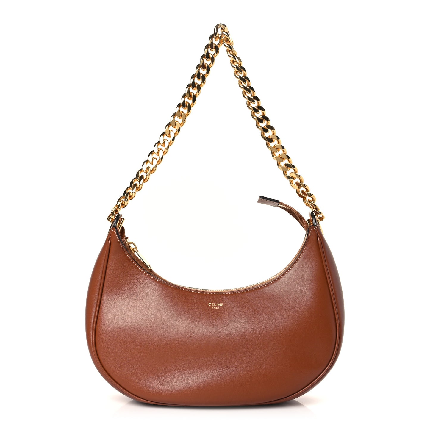 Smooth Calfskin Medium Chain Strap Ava Shoulder Bag Tan