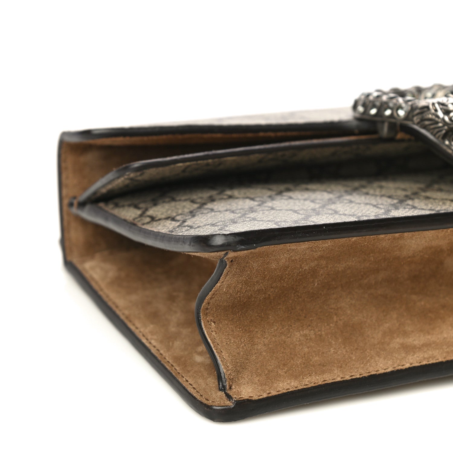 Gucci GG Supreme Monogram Suede Crystal Small Dionysus Shoulder Bag Beige Ebony Taupe 10 of 15