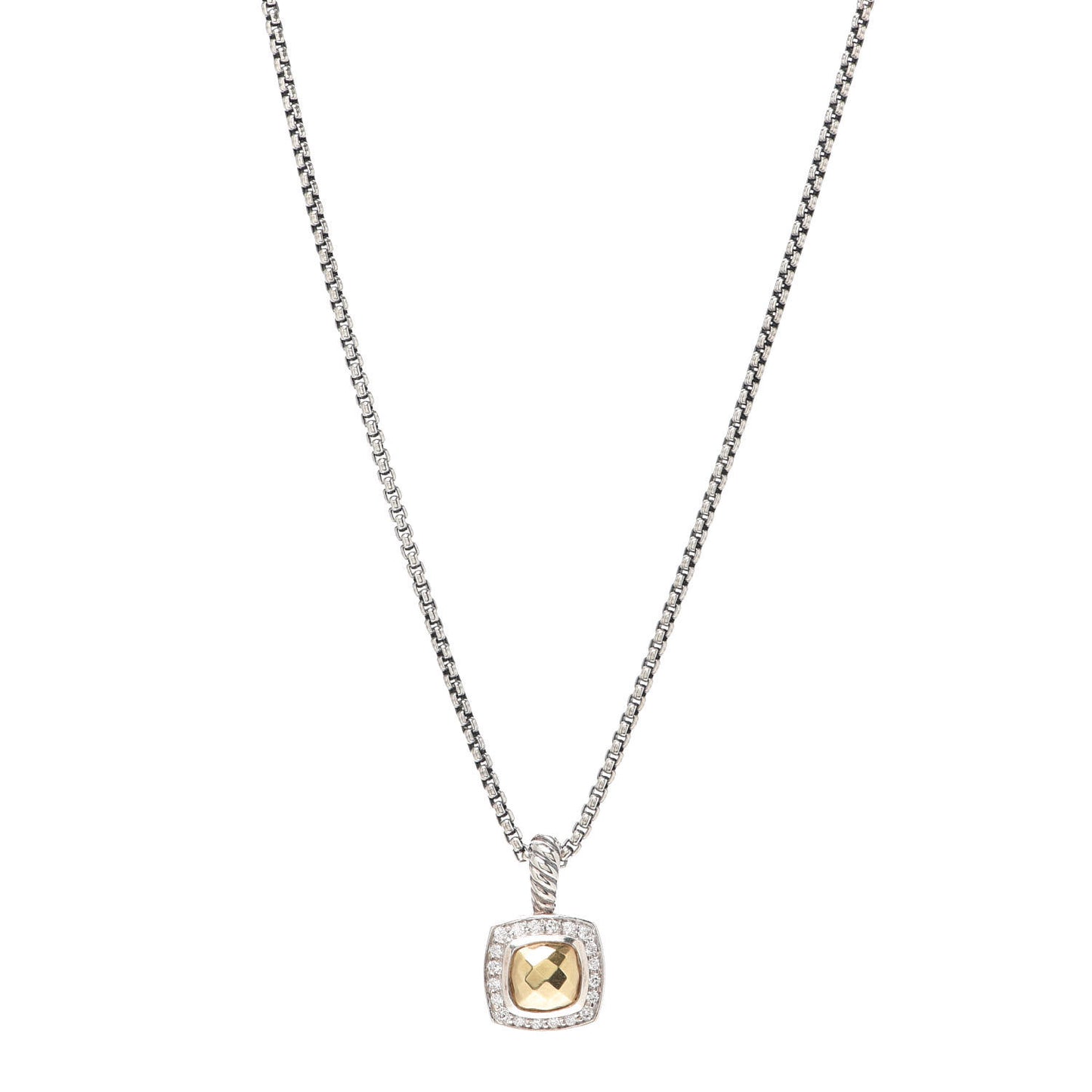 Sterling Silver 18K Yellow Gold Diamond Petite Albion Dome Pendant Necklace