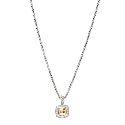 David Yurman Sterling Silver 18K Yellow Gold Diamond Petite Albion Dome Pendant Necklace 1 of 5