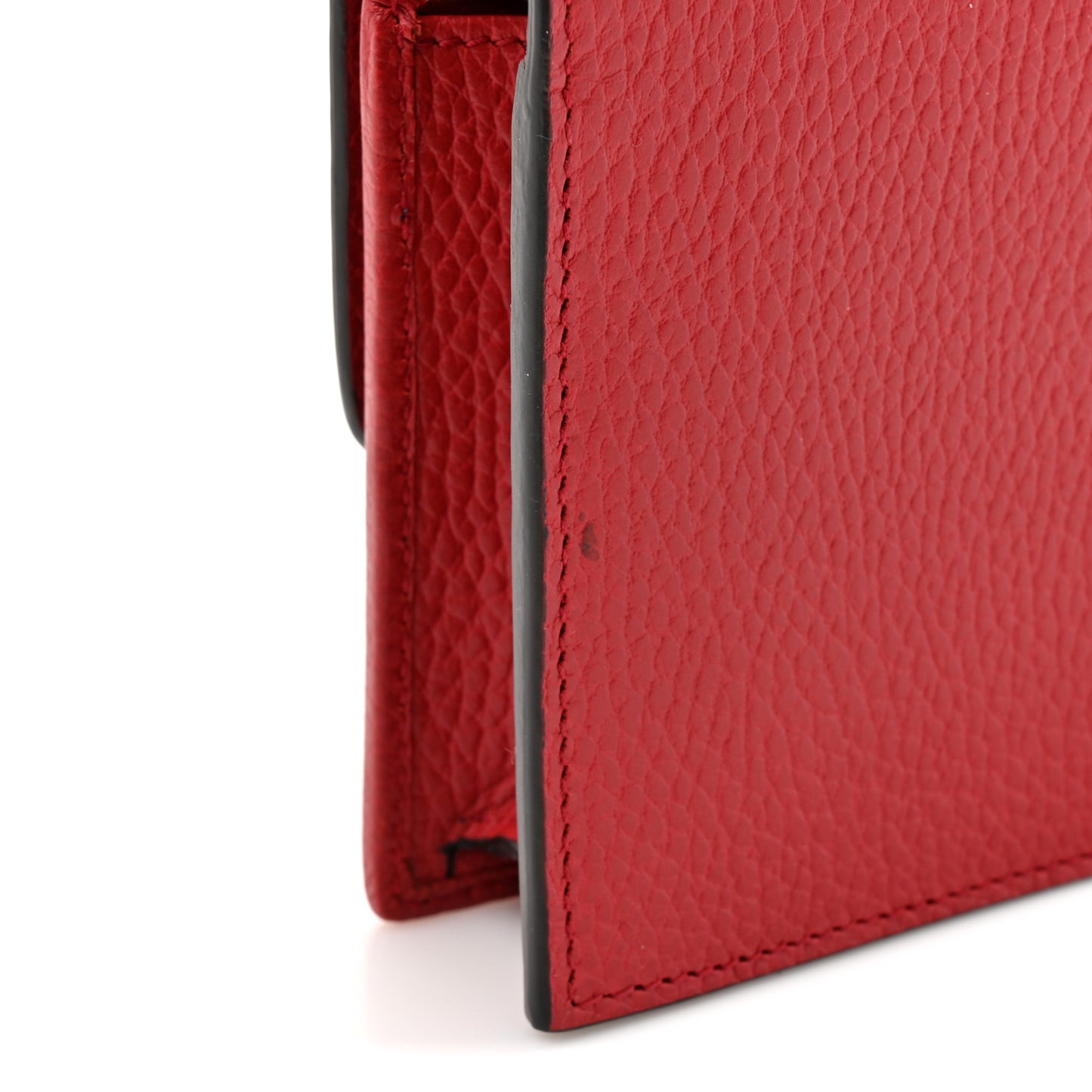 Dollar Calfskin Interlocking G Chain Wallet Red