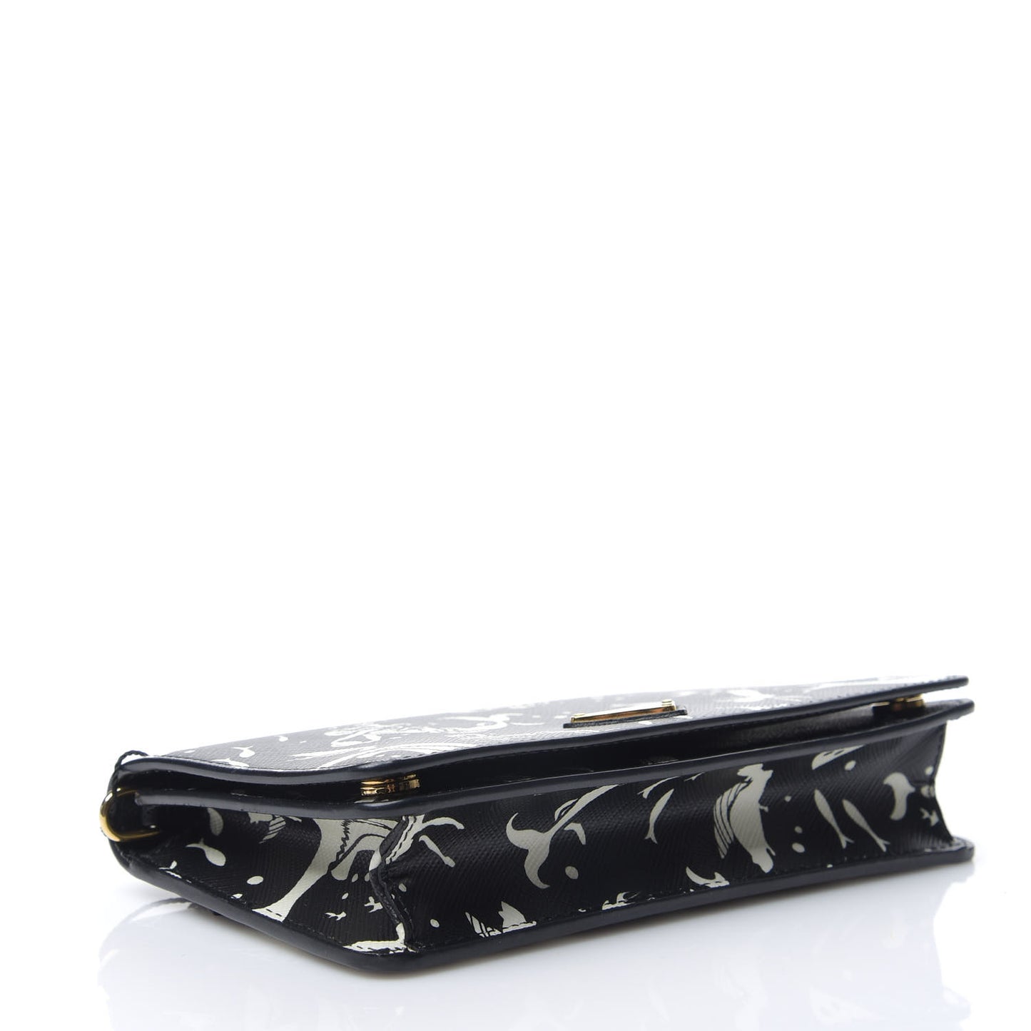 Saffiano Triangle Logo Mermaid Print Mini Crossbody Bag Black