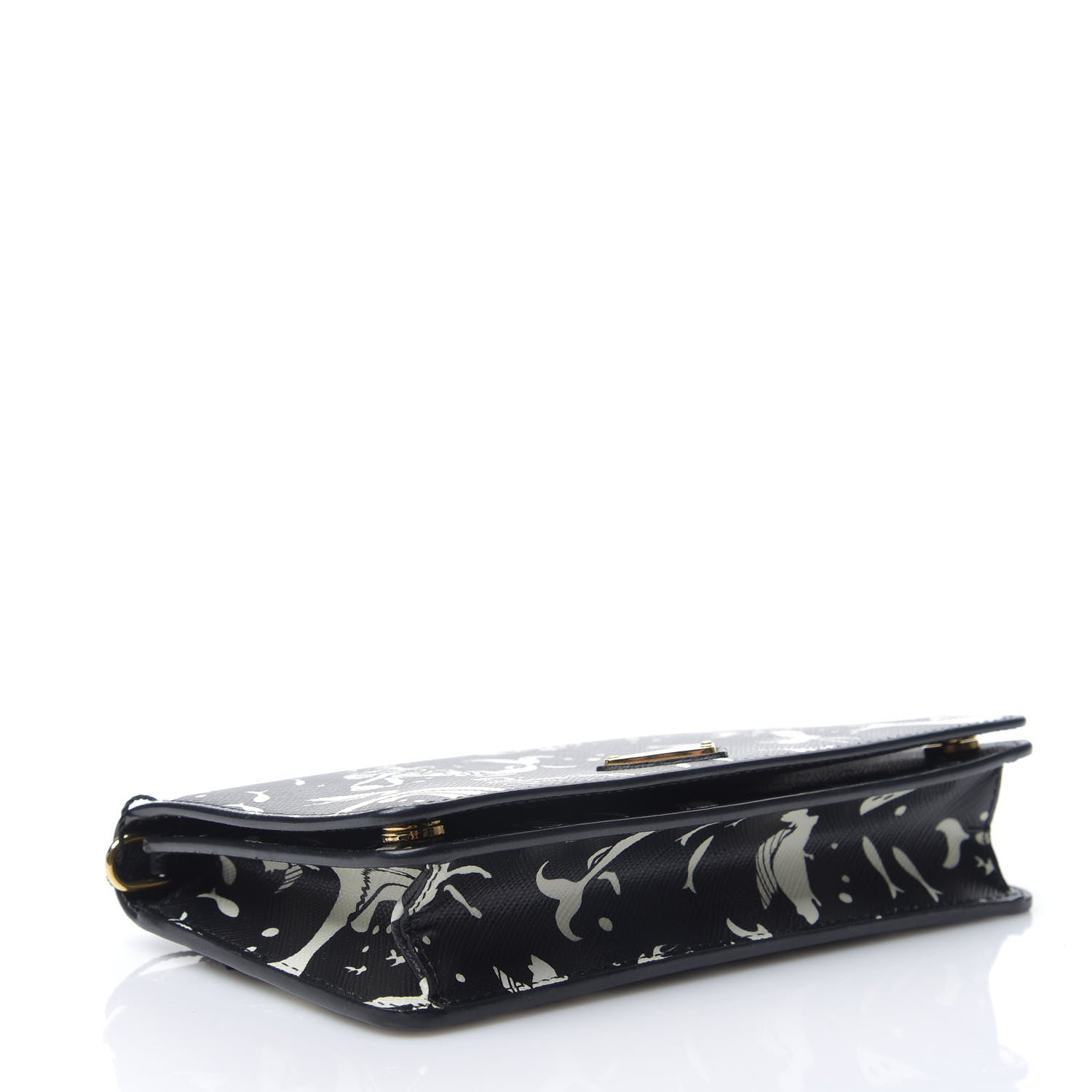 Prada Saffiano Triangle Logo Mermaid Print Mini Crossbody Bag Black 3 of 8