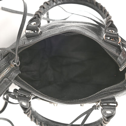 Balenciaga Agneau Classic Silver Hardware Mini City Logo Strap Gris Fossile White 5 of 8