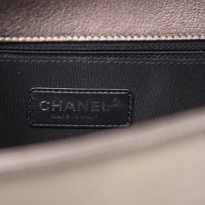 Chanel Iridescent Goatskin Quilted New Medium Boy Flap Dark Gold 7 of 10