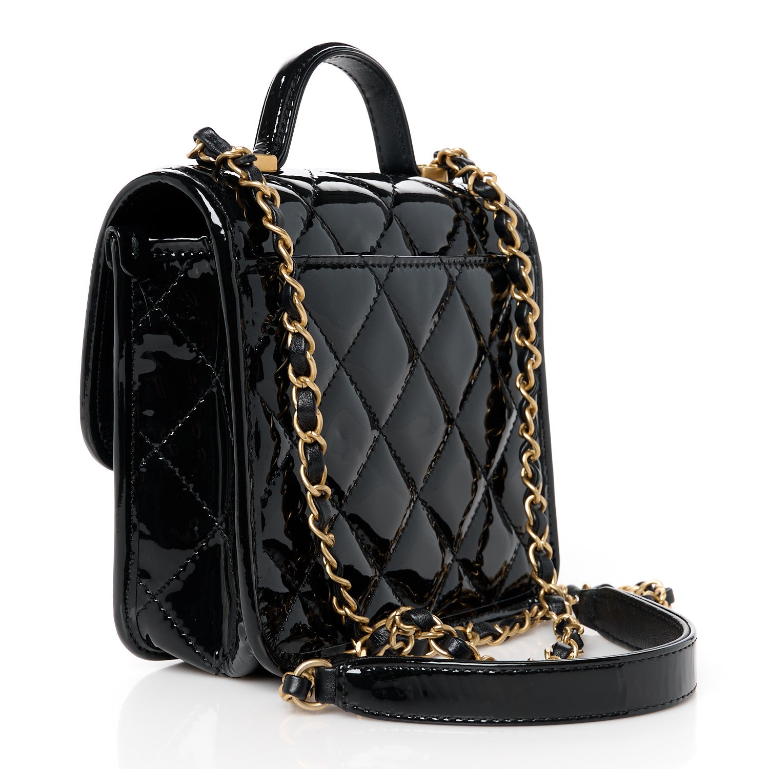 Chanel Patent School Memory Mini Top Handle Flap Black 3 of 12