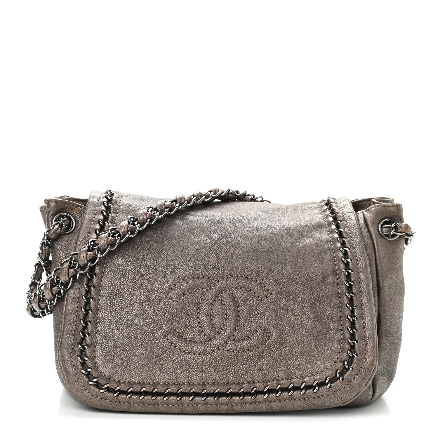 Chanel Metallic Deerskin Luxe Ligne Flap Bronze 1 of 12