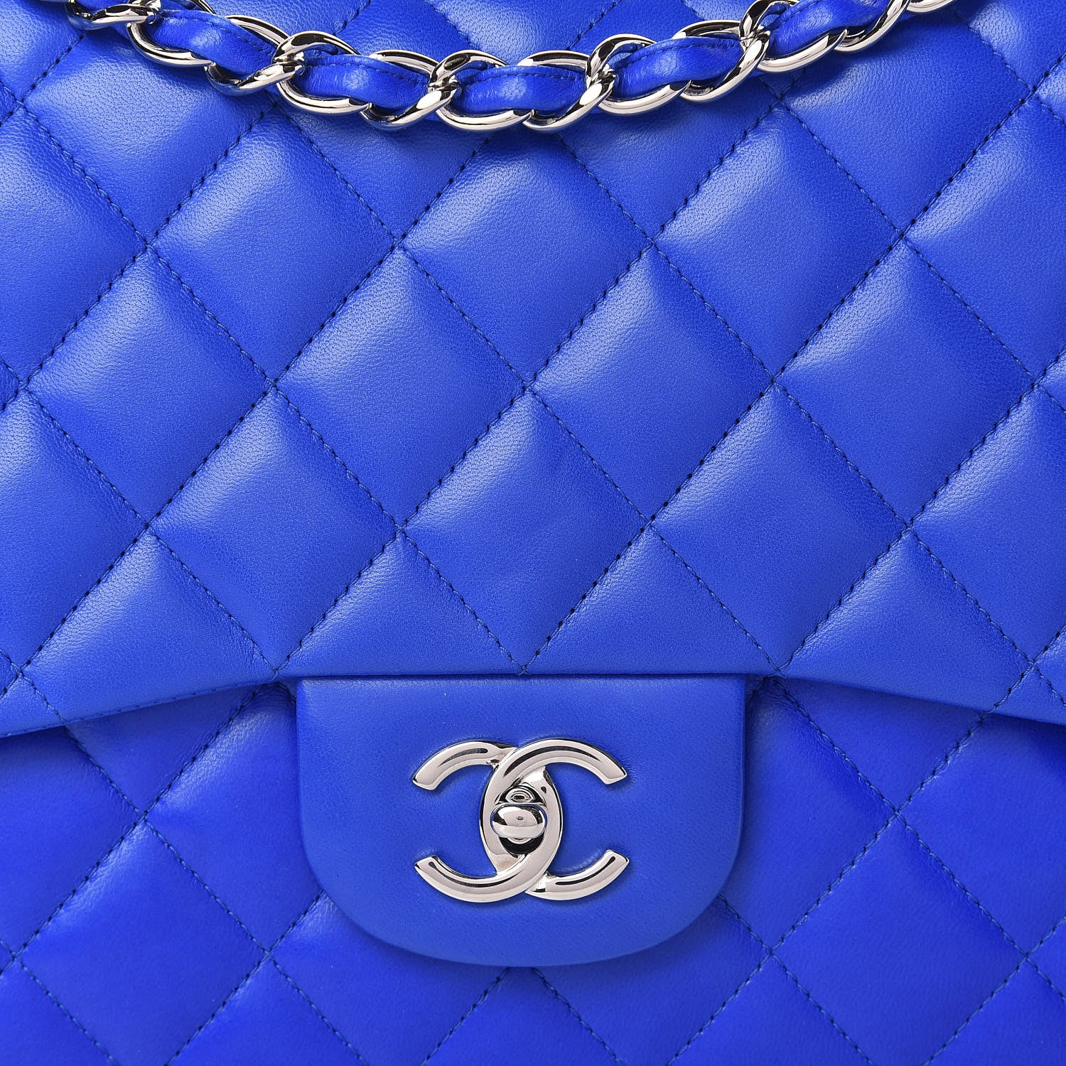 Chanel Lambskin Quilted Jumbo Single Flap Blue 14 of 15