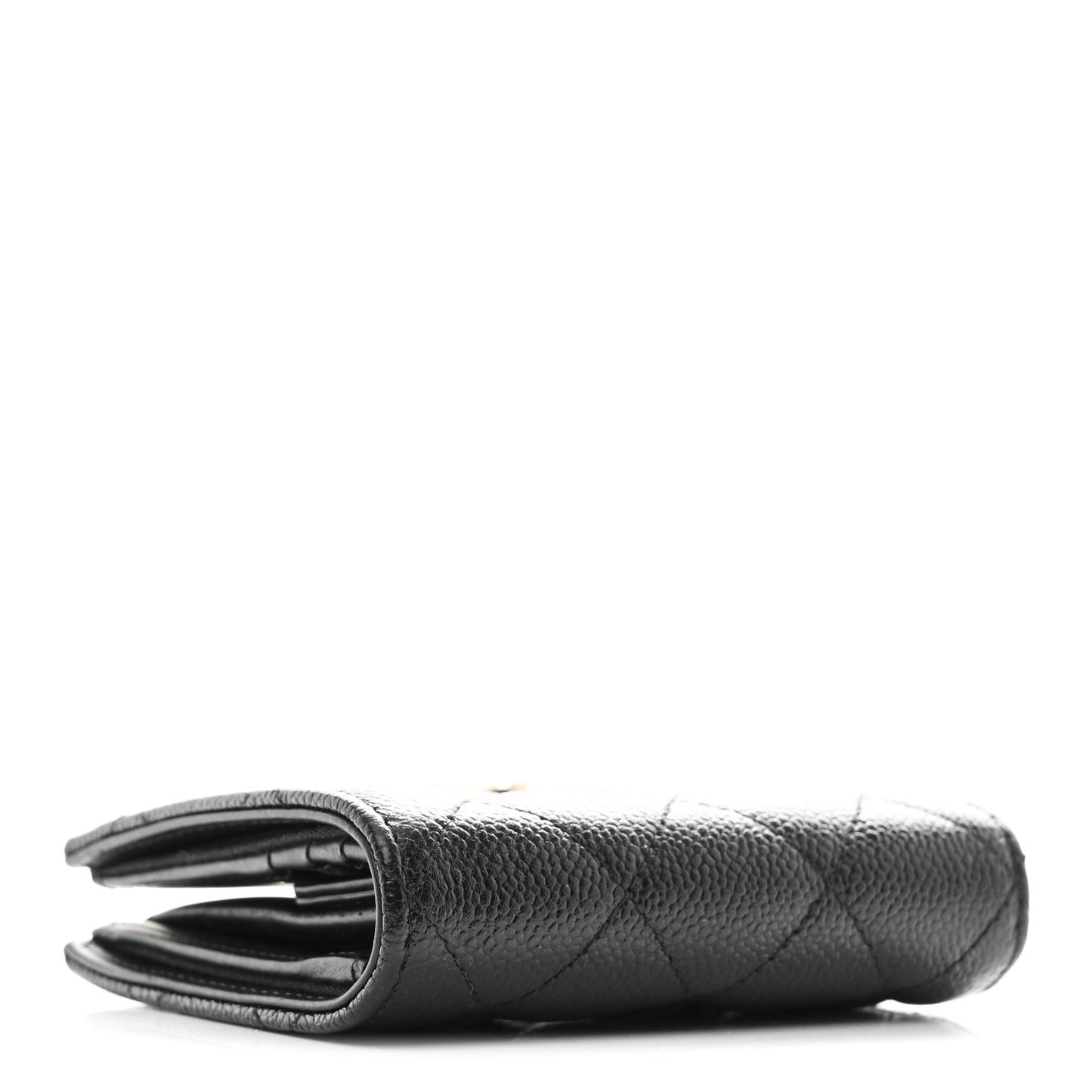 Caviar Quilted Multi Chain CC Compact Bifold Wallet Black