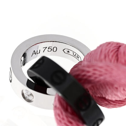 Cartier 18K White Gold Ceramic 4 Diamond LOVE Cord Bracelet Pink 5 of 6