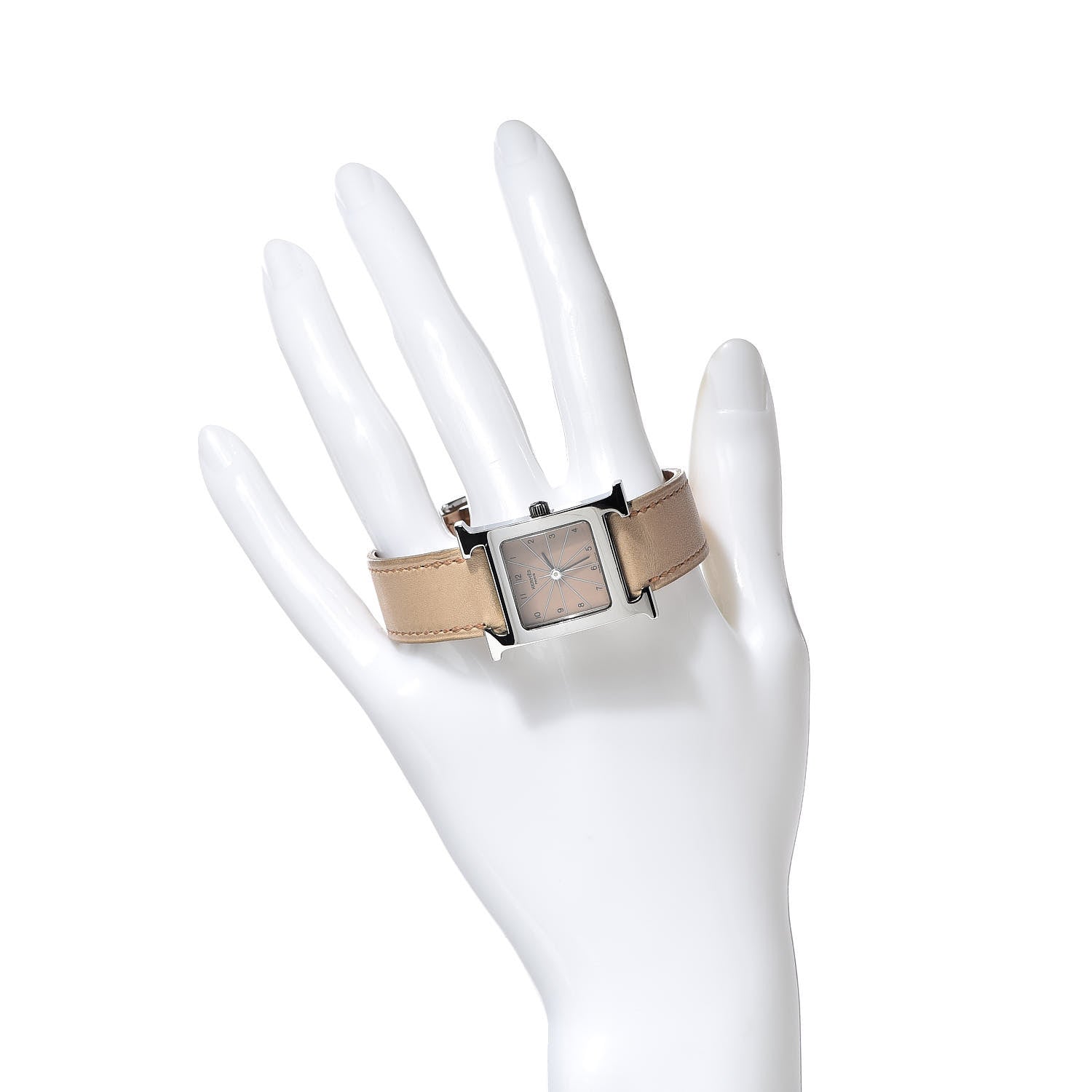 Hermes Stainless Steel Swift 21mm Heure H Hour Quartz Watch Parchemin 2 of 7