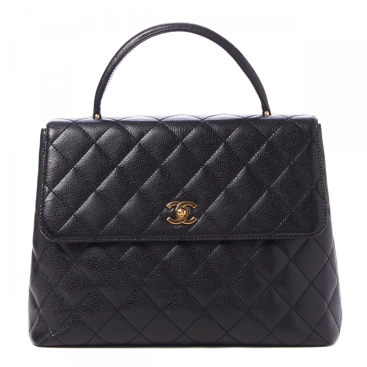 Caviar Quilted Jumbo Kelly Flap Black