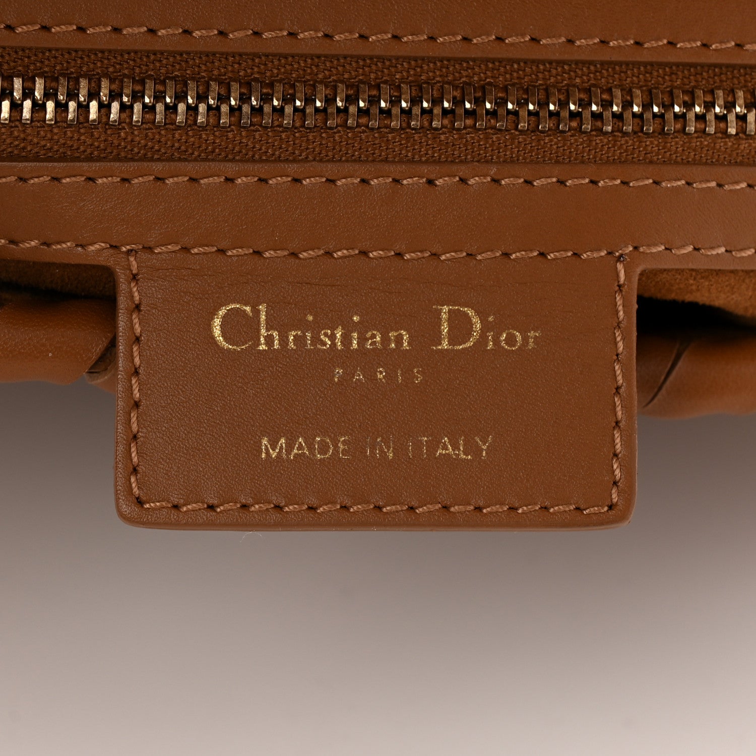 Christian Dior Calfskin Whipstitch Saddle Bag Brown 1724644