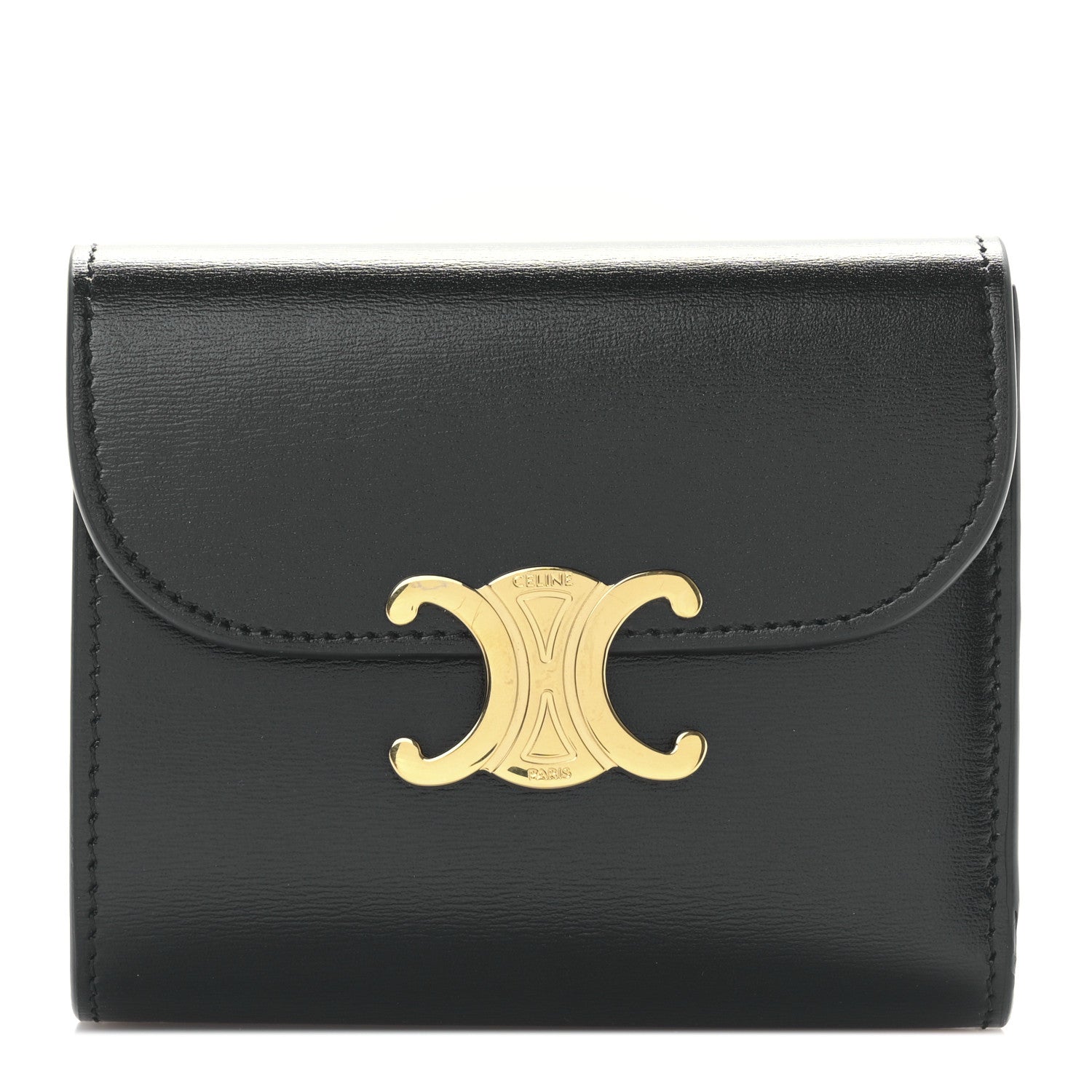 Celine Shiny Calfskin Small Triomphe Wallet Black 1 of 9