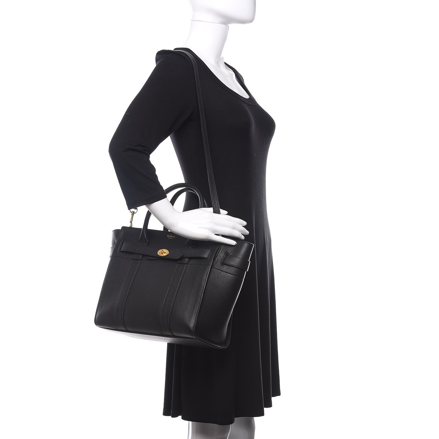 Mulberry Classic Grain Small Bayswater Zip Tote Black 2 of 8