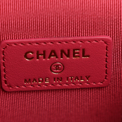 Chanel Caviar Quilted Mini Vanity Case With Chain Dark Pink 6 of 10