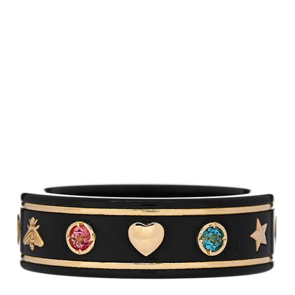 Gucci 18K Yellow Gold Ceramic Topaz Icon Band Ring 58 8.25 Black 3 of 7