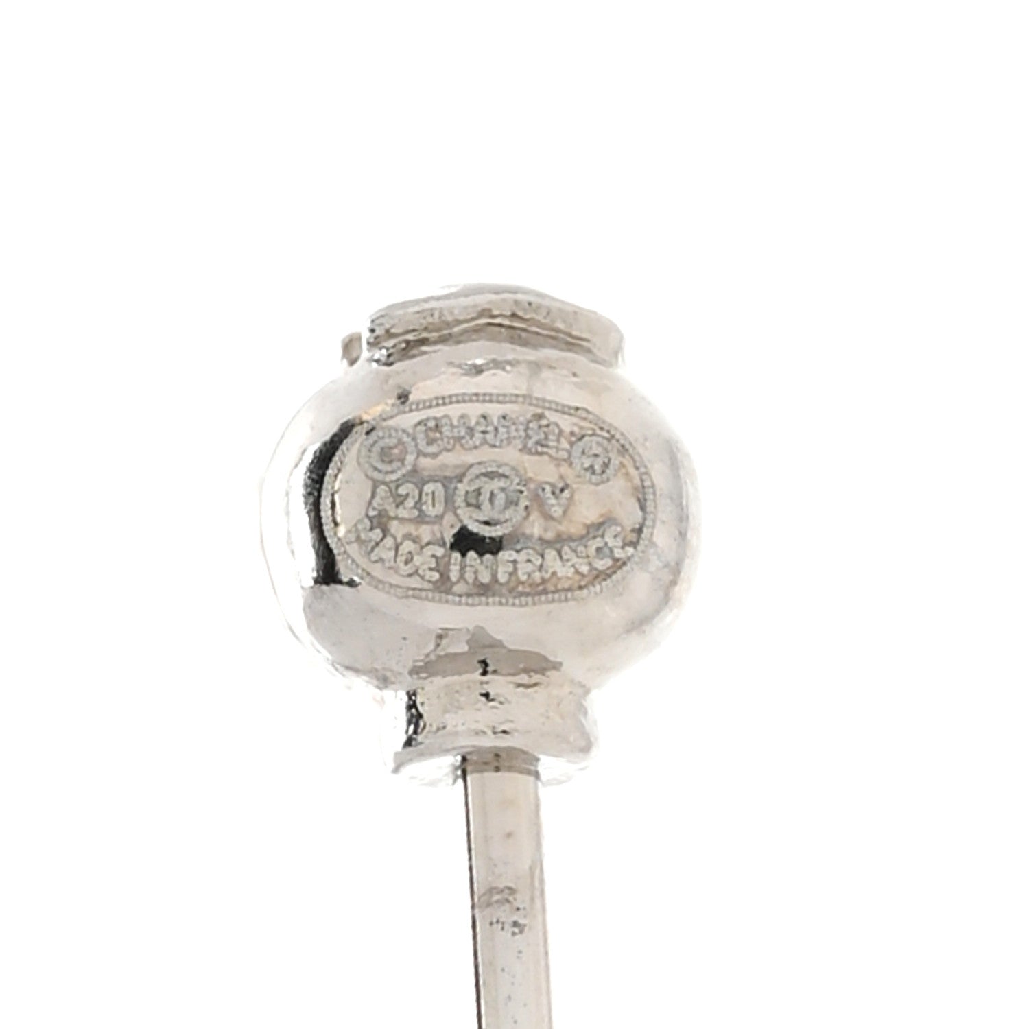 Chanel Baguette Crystal CC Drop Earrings Silver 4 of 4