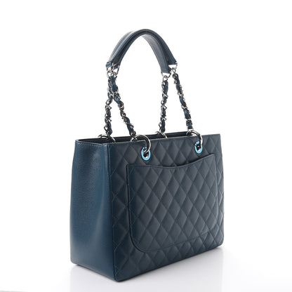 Chanel Caviar Quilted Grand Shopping Tote GST Dark Blue 3 of 8