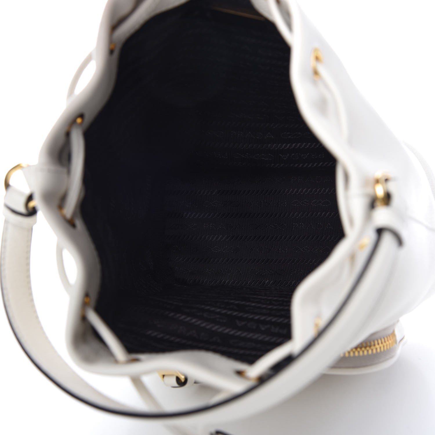 Prada Glace Calfskin Logo Mini Bucket Crossbody Bag White 5 of 11