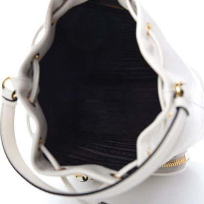 Prada Glace Calfskin Logo Mini Bucket Crossbody Bag White 5 of 11