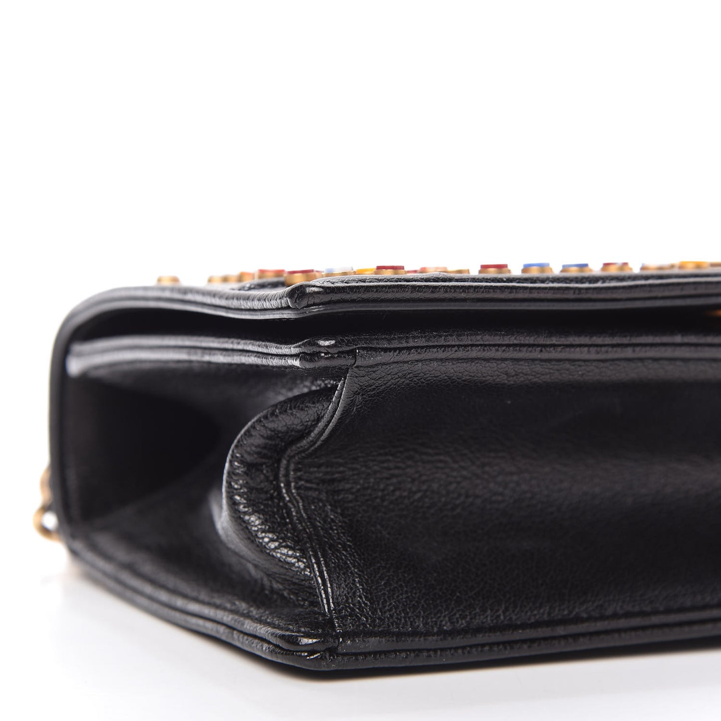 Calfskin Studded Small Diorama Flap Bag Black Multicolor