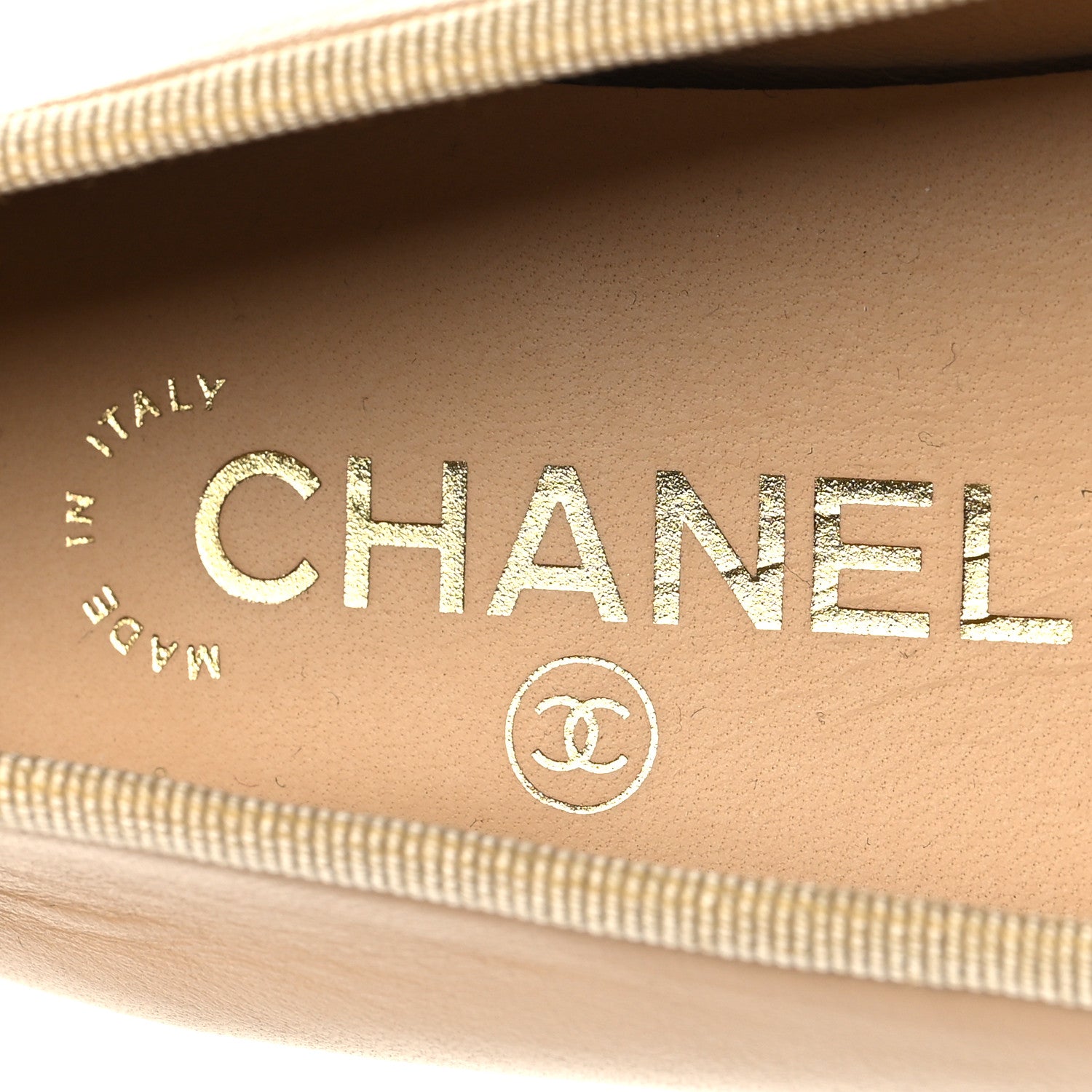 Chanel Lambskin Cap Toe CC Ballerina Flats 37 Beige Black 9 of 10