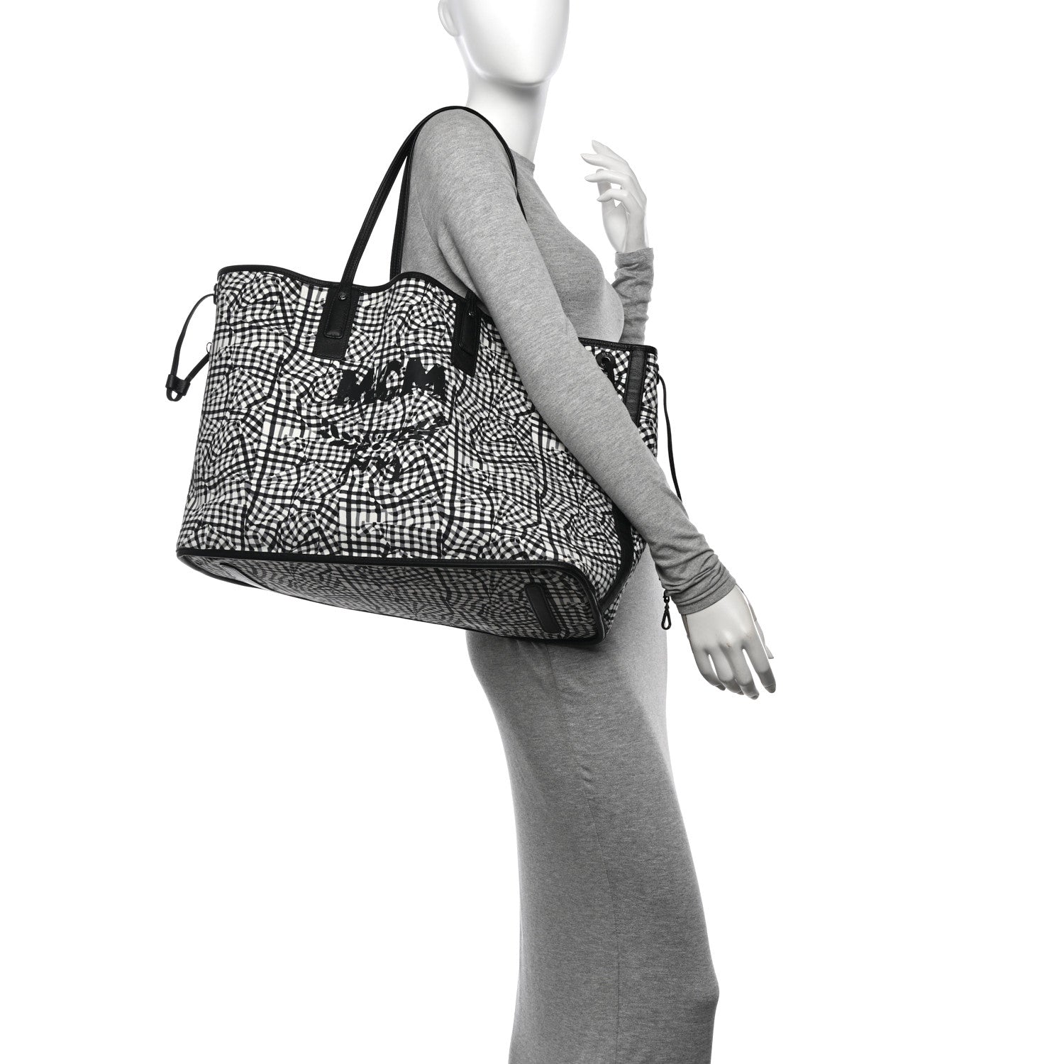 MCM Visetos Large Liz Reversible Shopper Tote Black 2 of 17