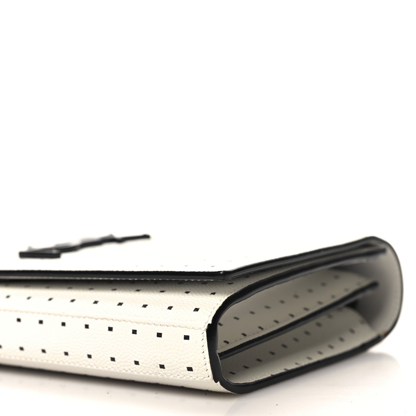 Grain De Poudre Square Dot Print Monogram Chain Wallet White Matte Black