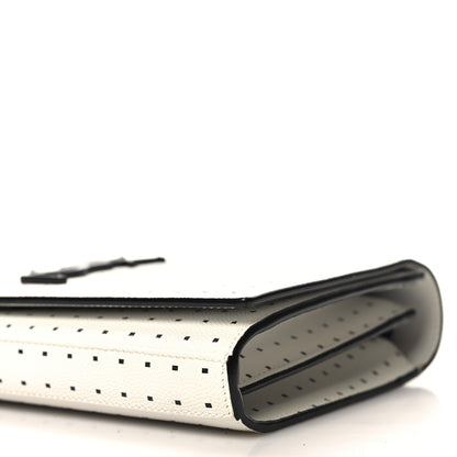 Saint Laurent Grain De Poudre Square Dot Print Monogram Chain Wallet White Matte Black 9 of 11