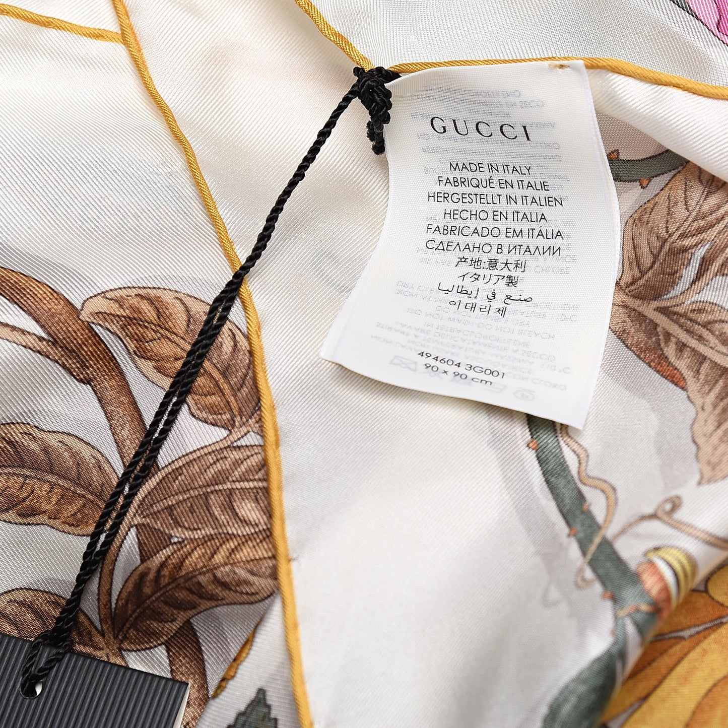 Silk Twill Flowerwebby Square Scarf White