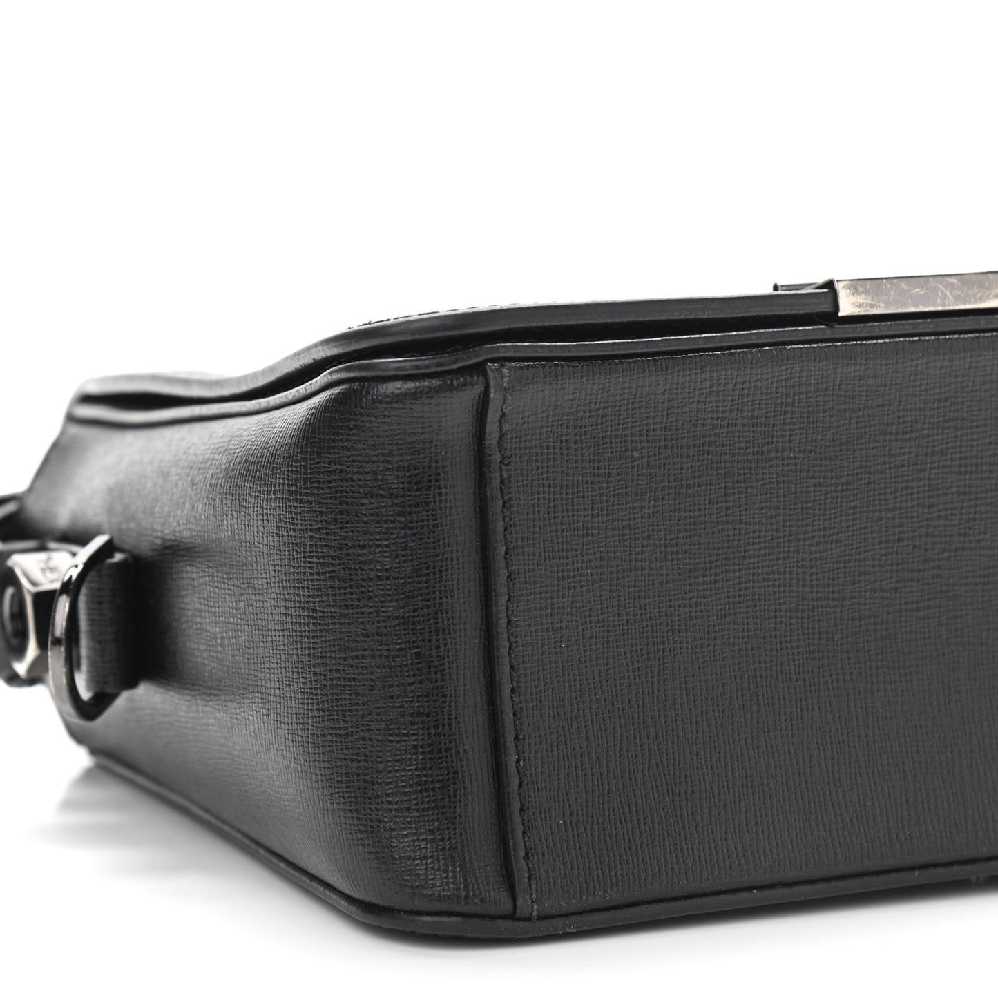 Calfskin Diag Striped Belt Bag Crossbody Black White