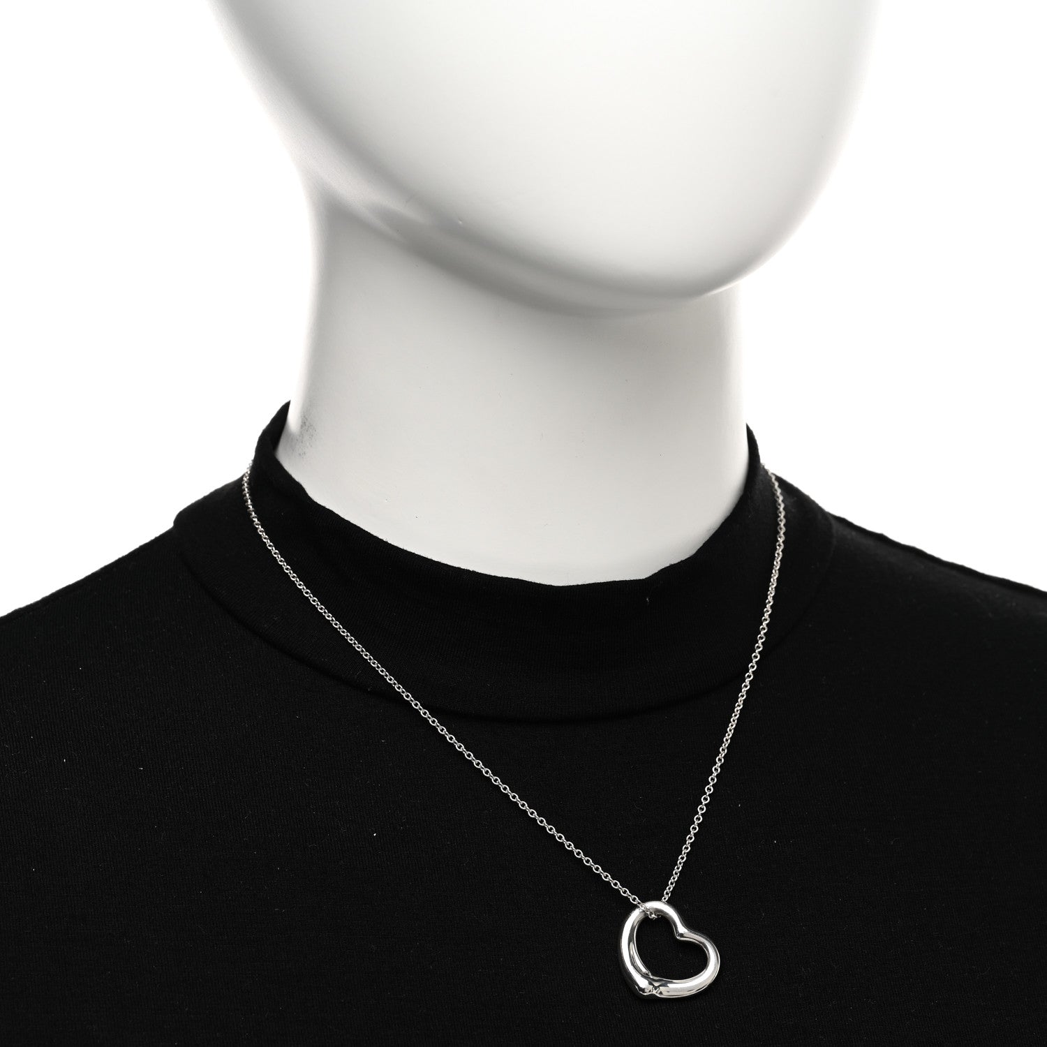 Tiffany Sterling Silver 22mm Elsa Peretti Open Heart Pendant Necklace 2 of 4